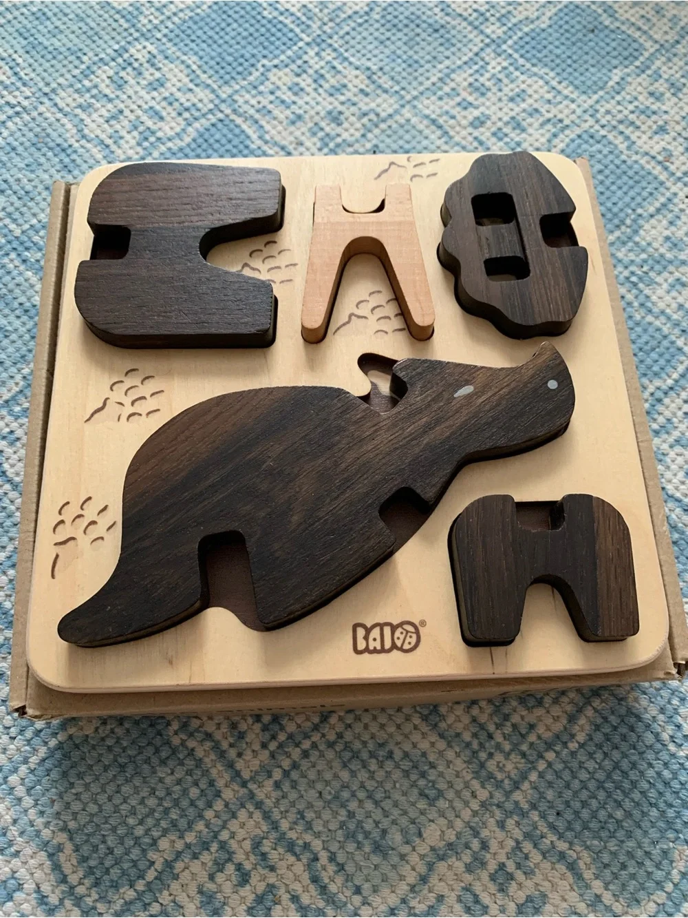 Bajo Wooden Paleo-Animals Puzzle and Sorter Triceratops Set